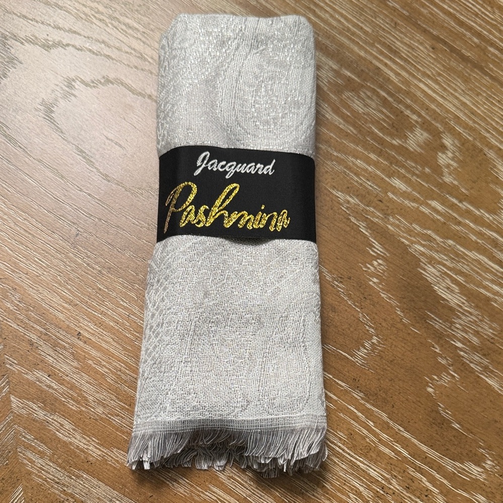 Silver Jacquard Pashmina Scarf